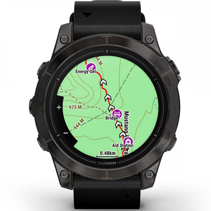 epix™ PRO (Gen 2) 47mm Carbon Grey DLC Titanium Smartwatch With Black Leather Band